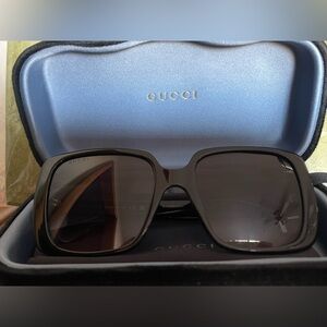 Gucci Square Black And Gold GG Sunglasses